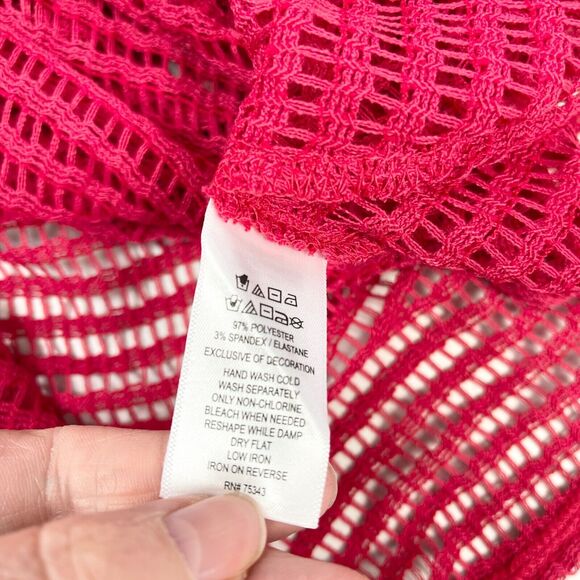 Haute Hippie Crochet Cover Up Womens XLarge Beach Swim Vacation Festival Magenta - Picture 10 of 11